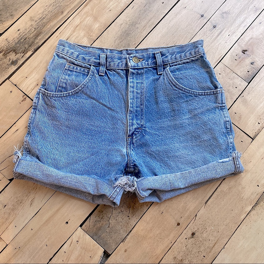 VINTAGE High Waisted Distressed Denim Shorts